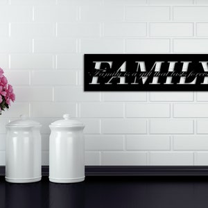 Familie Zeichen, Metall Familie Zeichen, Bauernhaus Wand-Dekor, Jahrestagsgeschenk, Mutter Geschenk für Mama, Laser geschnitten Wort Laser geschnitten Metallschild, Geschenk-Ideen