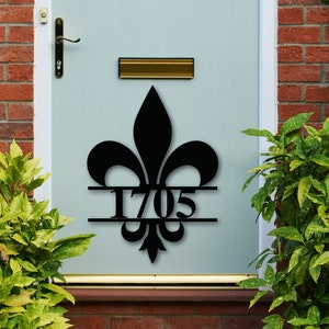 Fleur De Lis House Number Sign, Fleur De lis Address Plaque, Metal Fleur De Lis Address, Customized Fleur De Lis Address Sign, Custom Metal