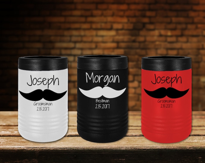 Personalized Silver Stainless Steel Can Cooler Tumbler, Custom Can Cooler, Groomsmen Gift, Bachelor Party Gift, Groomsman Proposal Gifts