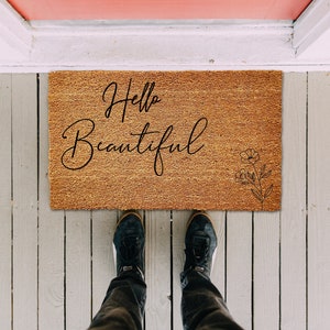 Hello Beautiful Door Mat, Custom Doormat, Housewarming Gift, Wedding Gift, Home Gift, Welcome Door Mat, Personalized Gift, Door Mats