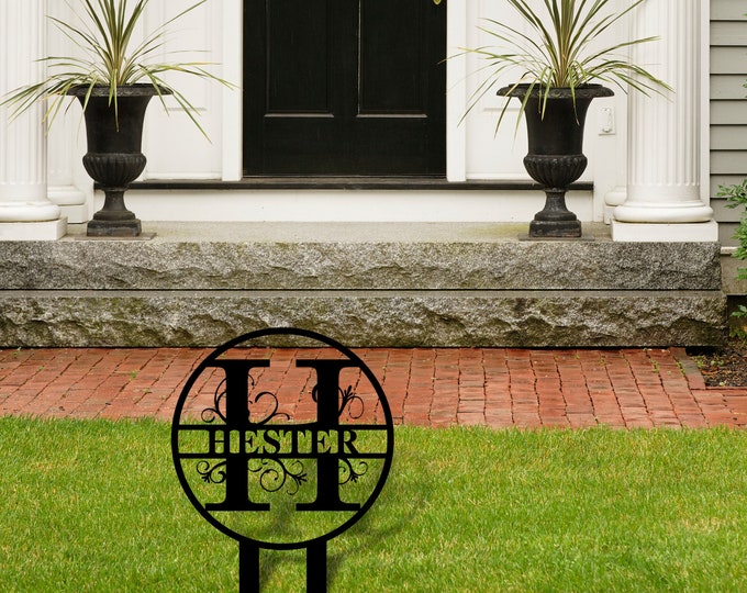 Personalized Family Name Metal Yard Sign, Metal Monogram Sign, Last Name Sign, Housewarming Gift, Custom Metal Name Sign, Wedding Gift Ideas