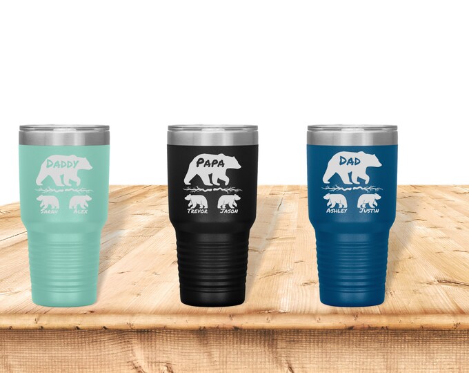 Papa Bear Personalized Tumbler, Add up to 4 Papa Bear Cubs, Perfect Custom Gift for Dad, Father's Day Personalized Gift, Gift Ideas For Dad