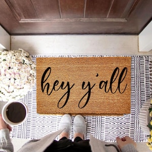 Hey Yall Door Mat, Funny Welcome Mat, Housewarming Gift, Porch Decor, Funny Doormat, Southern Decor, Southern Door Mat