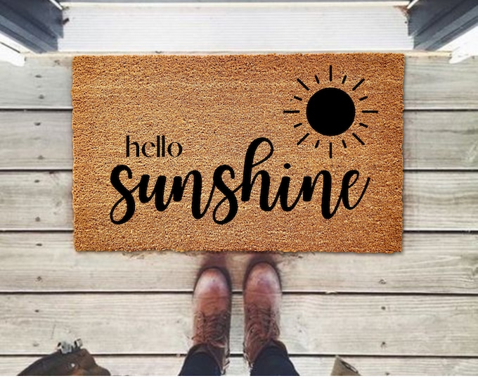 Hello Sunshine Doormat, Spring Welcome Mat, Summer Door Mat, Custom Doormat, Summer Doormat, Spring Decor, Outdoor Door Mat Funny, Closing