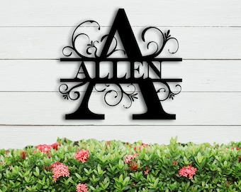 Custom Family Name Metal Sign, Initial Sign, Metal Monogram Sign, Door Hanger, Last Name Sign, Metal Wall Art, Metal Decorative Wall Art