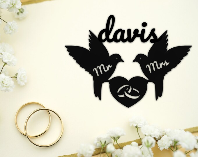 Metal Monogram Door Hanger, Metal Name Sign for Home, Personalized Metal Sign, Custom Family Name Sign, Last Name Sign, Metal Monogram Sign