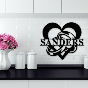 Personalized Family Name Monogram Sign, Metal Monogram Sign, Monogram Initial & Name Sign, Housewarming Gift, Wedding Gift, Door Hanger Sign