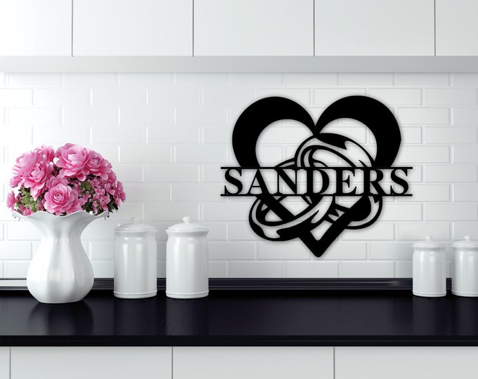 Personalized Family Name Monogram Sign, Metal Monogram Sign, Monogram Initial & Name Sign, Housewarming Gift, Wedding Gift, Door Hanger Sign