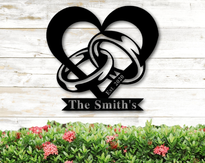 Custom Metal Name Sign, Family Name Metal Sign, Personalized Last Name Sign, Door Hanger, Outdoor Metal Sign, Wedding Gift, Monogram Sign