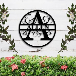 Metal Monogram Door Hanger, Metal Name Sign for Home, Personalized Metal Sign, Custom Family Name Sign, Last Name Sign, Metal Monogram Sign