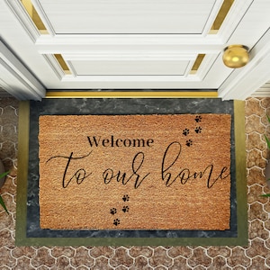 Capacho para amantes de cães, presente de inauguração, tapete de porta de boas-vindas, capacho personalizado, novo presente para casa, presente de casamento, presente personalizado