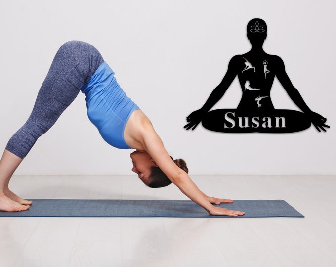 Personalized Metal Yoga Sign, Custom Yoga Business Name Sign, Yoga Sign, Yoga Name Sign, Gift For Yoga Lover, Namaste Word Sign, Workout