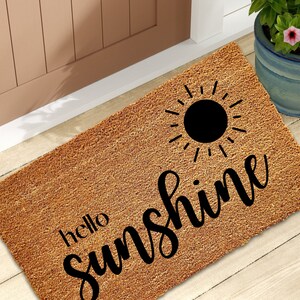 Hello Sunshine Doormat, Welcome Mat, Housewarming Gift, Summer Decor, Spring Decor, Front Door Decor, Cute Doormat, Welcome Doormat
