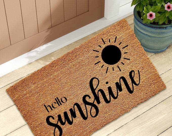 Hello Sunshine Doormat, Welcome Mat, Housewarming Gift, Summer Decor, Spring Decor, Front Door Decor, Cute Doormat, Welcome Doormat