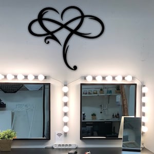 Metal corazón infinito signo, arte de pared de metal personalizado, decoración única del hogar, arte colgante de la pared del metal, decoración personalizada para el hogar, retorador del regalo de la casa