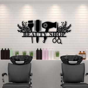Metal Hair Stylist Sign, Salone Personalizzato, Arredamento Aziendale Personalizzato, Stand Firma Metallo Personalizzata, Regalo Stilista Capelli, Forbici Clippers Nome Pettine