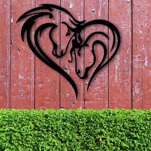 Metal Horse Heart Sign, Metal Horse Decor, Horse Heart Metal Sign, Horse Love Sign, Gift For Horse Lover, Pony Lover Sign, Equestrian Decor