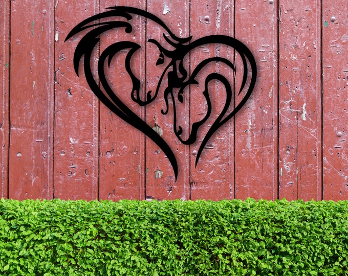 Metal Horse Heart Sign, Metal Horse Decor, Horse Heart Metal Sign, Horse Love Sign, Gift For Horse Lover, Pony Lover Sign, Equestrian Decor