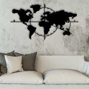 Metal World Map Wall Art, Metal Wall Decor, Metal Wall Art, Weltkarte, Housewarming Gift, World Map, Carte Du Monde, Metal Wall Sign, Custom