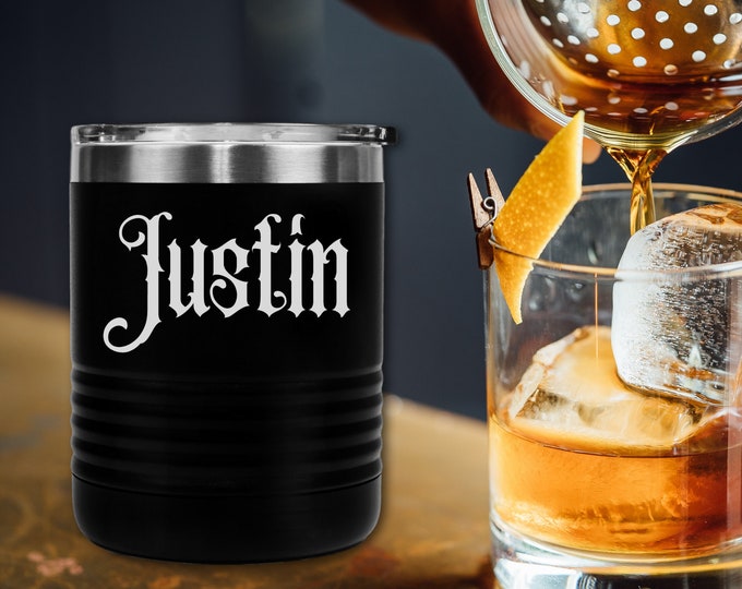 Personalized Lowball Tumbler, 10oz Whiskey Cup, Custom Bourbon Tumbler, Bachelor Party Gift, Groomsmen Idea, Gifts for Him, Gift