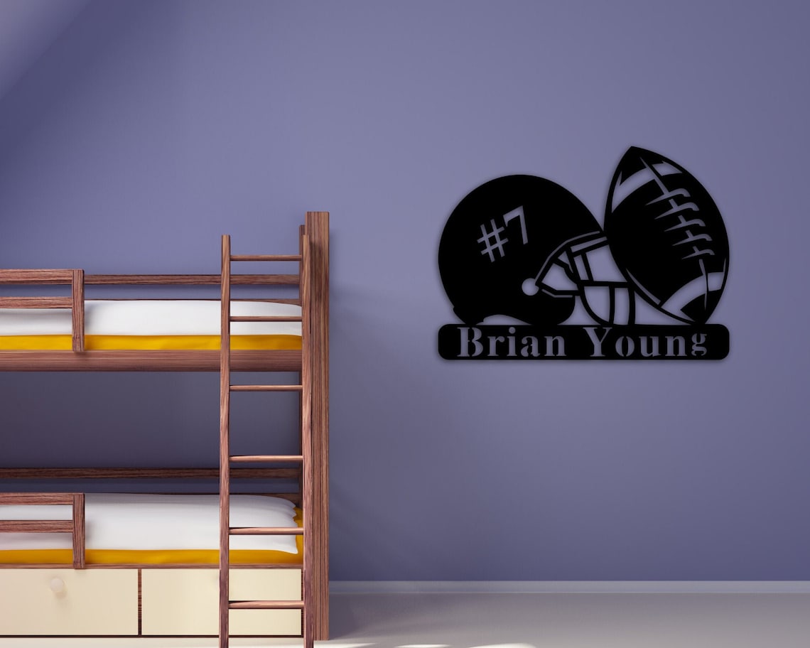 Football Metal Wall Art Metal Football Decor Football Sign Etsy