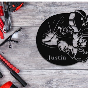 Personalized Welder Name Metal Sign, Mechanic Gift, Gift For Welder, Blue Collar Gift Ideas, Fathers Day Gift, Custom Metal Gift For Dad