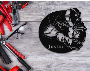 Personalized Welder Name Metal Sign, Mechanic Gift, Gift For Welder, Blue Collar Gift Ideas, Fathers Day Gift, Custom Metal Gift For Dad