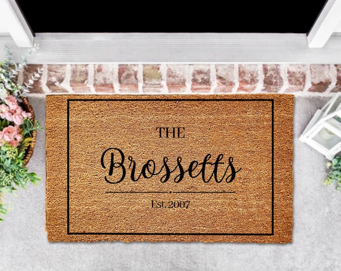 Housewarming Gift, Wedding Gift, Custom Doormat, Personalized Doormat, Closing Gift, Welcome Doormat, Front Door Mat, Monogram Rug, Est