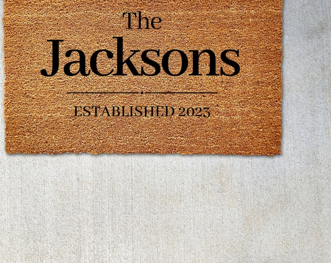 Personalized Doormat with Family Name, Last Name Custom Doormat, Welcome Mat, Housewarming Gift, New Home Gift, Wedding Gift, Realtor Gift
