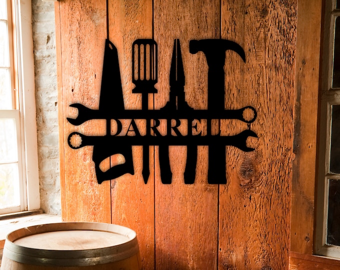 Custom Metal Name Sign, Man Cave Art, Sign For Him, Custom Metal Sign, Metal Custom Sign For Workshop, Gift For Carpenter, Blue Collar Gifts