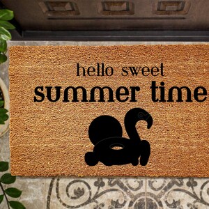 Hello Summer Doormat, Summer Welcome Mat, Housewarming Gift, Summer Decor, Beach House Decor, Front Porch Door Mat, Lake House Decor