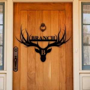 Custom Metal Name Sign, Last Name Sign, Family Name Sign, Door Hanger,  Rustic Name Sign, Deer Name Sign, Housewarming gift, Wedding gift