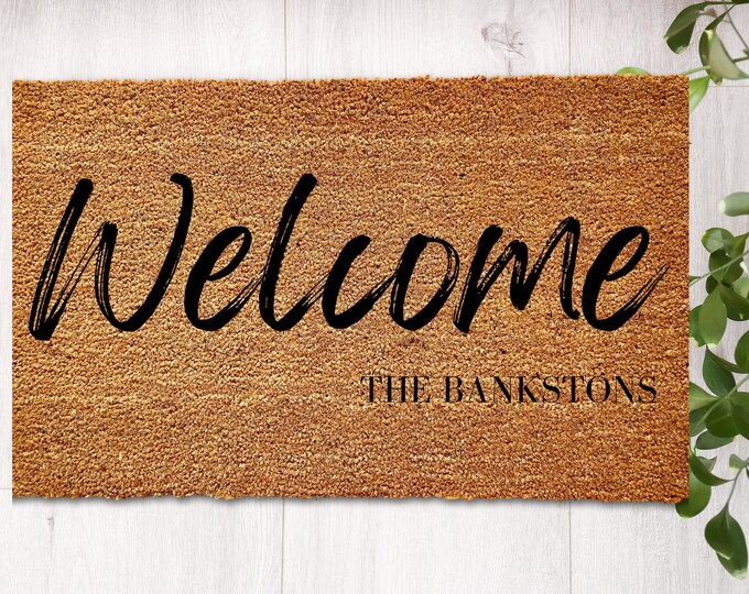 Personalized Welcome Mat, Custom Door Mat, Family Name Doormat, Wedding Gift, Housewarming Gift, Welcome Doormat,Realtor Client Closing Gift