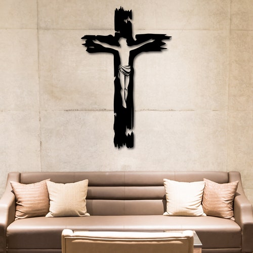 Jesus Cross Metal Wall Art Religious Wall Decor Cross Wall Etsy