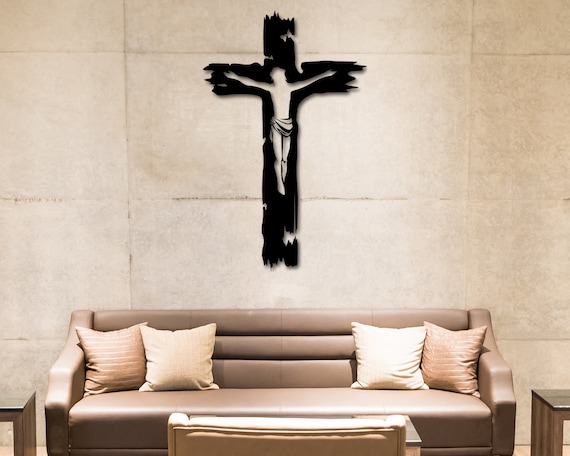 Jesus Cross Metal Sign Cross Wall Decor Religious Art Faith Gift