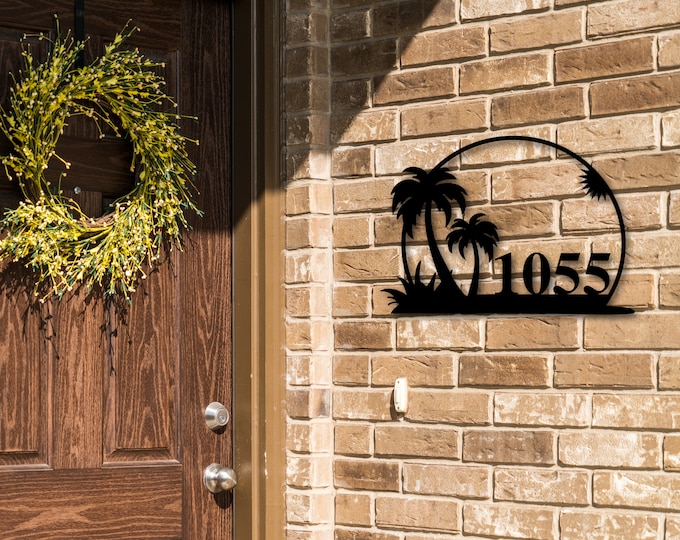 Metal House Number Sign, Modern Address Sign, Sunset Address Sign, Art Decor Address Sign, Metal Address Sign, Metal Address Numbers