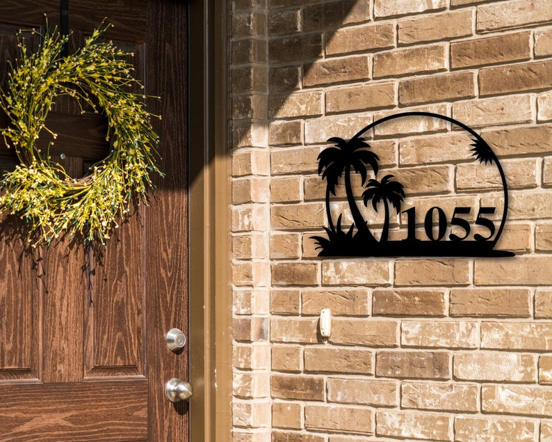 Palm Tree Address Sign Beach Address Plaque Sunset Address Etsy Australia