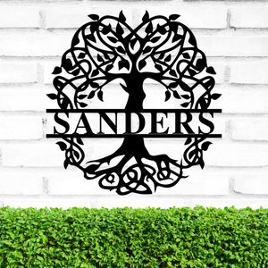 Personalized Tree of Life Metal Sign, Last Name Sign, Front Porch Sign, Family Name Sign, Housewarming gift, Wedding gift, Metal Wall Art