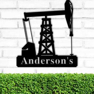 Personalized Oil Field Door Hanger. Oil Rig Metal Art, Gift for Oil Field Worker, Rustic Metal Wall Art, Oil Field Sign, Derrickhand Gift