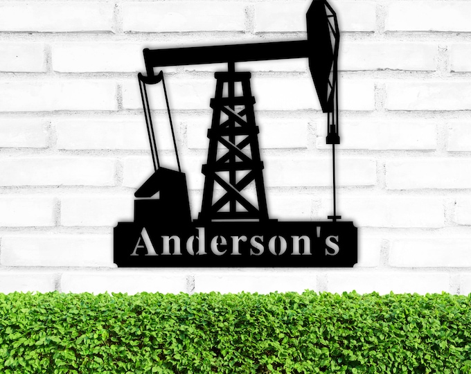 Personalized Oil Field Door Hanger. Oil Rig Metal Art, Gift for Oil Field Worker, Rustic Metal Wall Art, Oil Field Sign, Derrickhand Gift