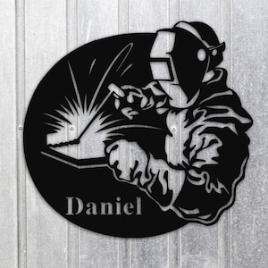 Personalized Welder Name Metal Sign, Mechanic Gift, Gift For Welder, Blue Collar Gift Ideas, Fathers Day Gift, Custom Metal Gift For Dad