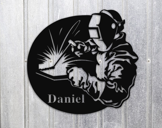 Personalized Welder Name Metal Sign, Mechanic Gift, Gift For Welder, Blue Collar Gift Ideas, Fathers Day Gift, Custom Metal Gift For Dad