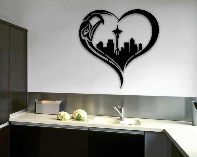 Metal Seattle Home Decor, Custom We Love Seattle Decor For House, Metal Seattle Heart Sign, Custom Metal Seattle Wall Hanger, Seattle Gift