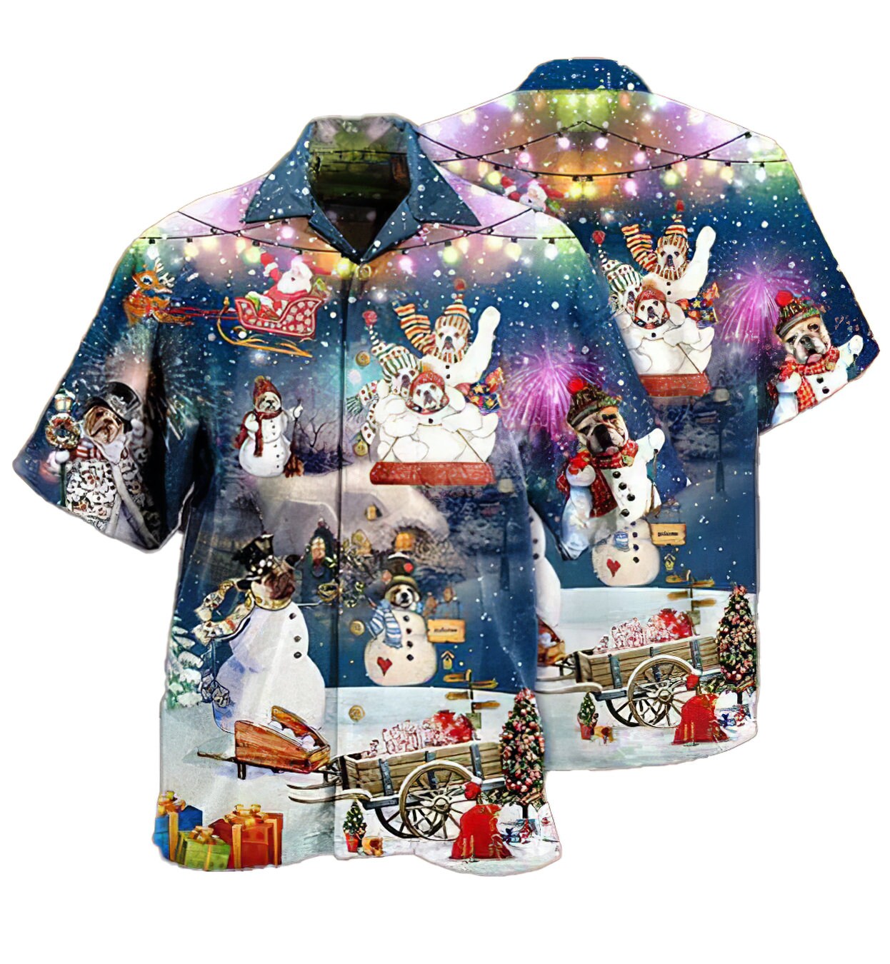 Discover Funny Bulldogs Snowman Christmas Christmas Hawaiian Shirt