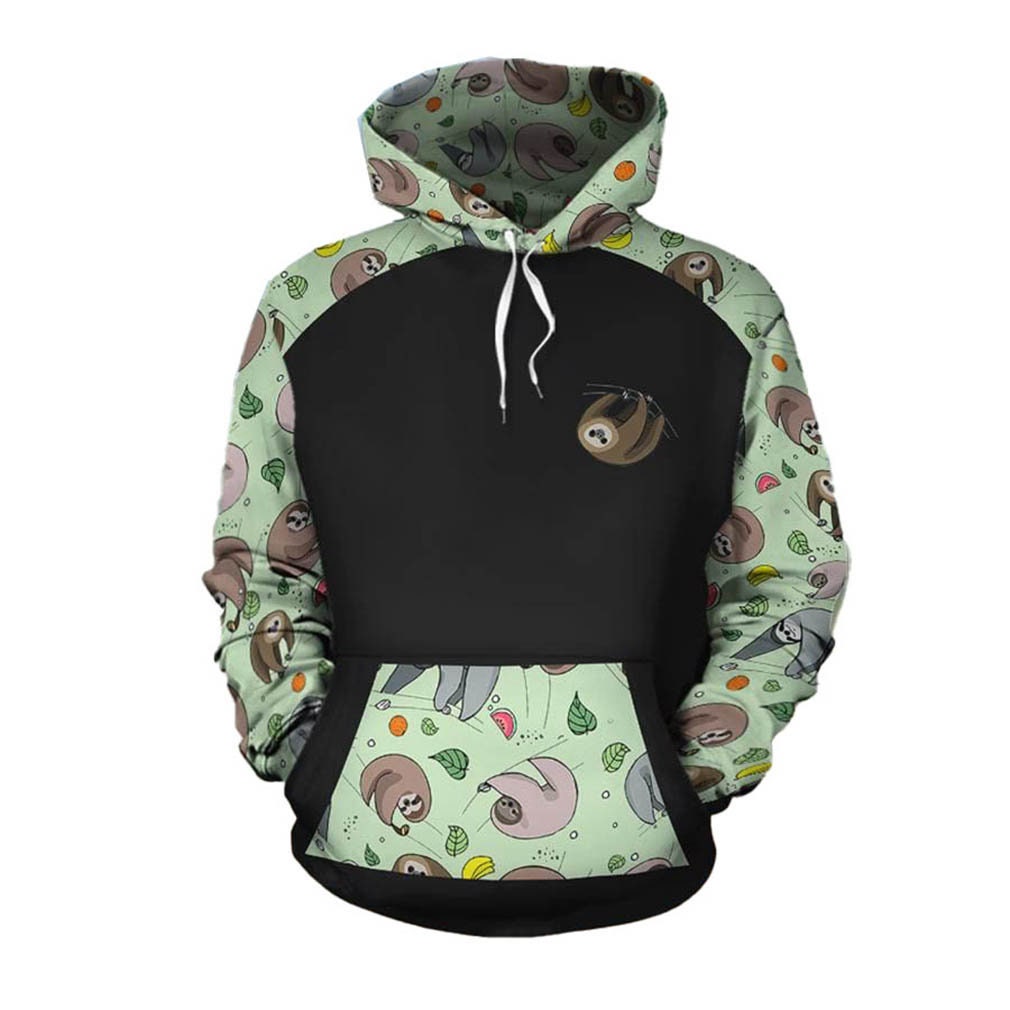 Colors Sloths Pattern On Green And Black Unisex Hoodie sold by Donielle
