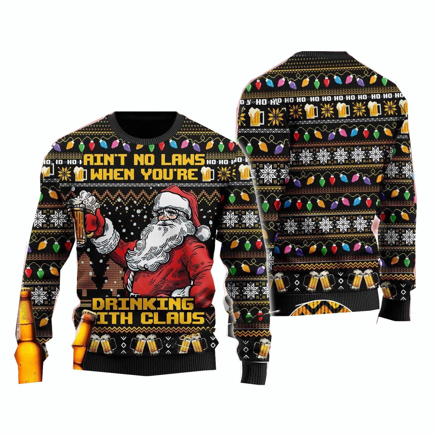 Discover Beer Santa Claus Aint No Laws When Youre Drinking Ugly 3D Sweater