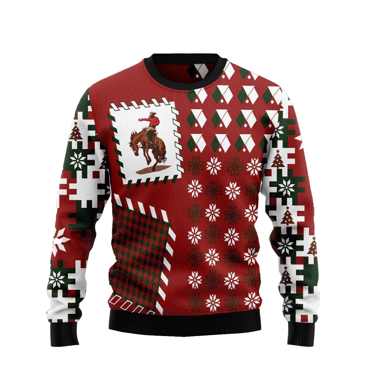 Discover Awesome Cowboy Christmas Pattern Red Ugly 3D Sweater