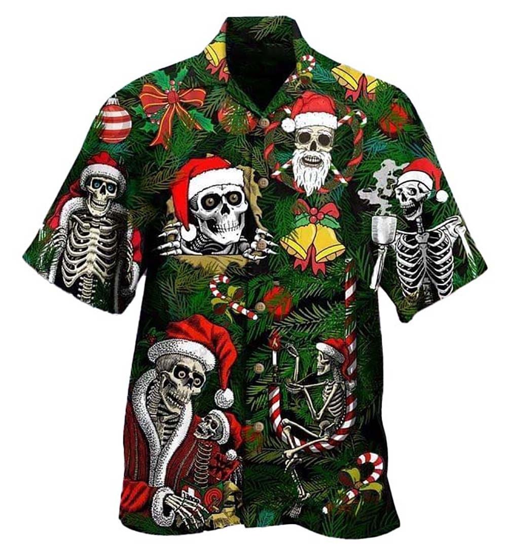 Discover Funny Skull Christmas Hawaii Shirt