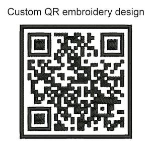 Custom Personalized QR code embroidery design, Your own Embroidered QR code Machine Embroidery Design, QR code Embroidery Design Files