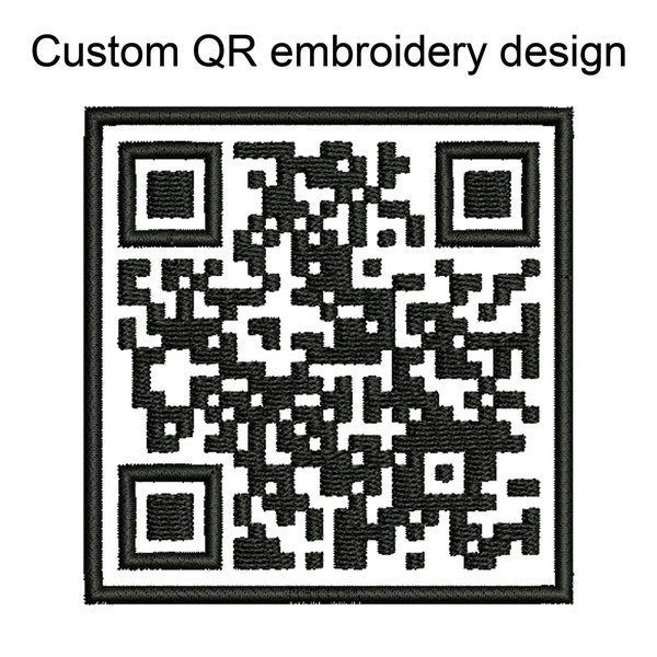 Custom Personalized QR code embroidery design, Your own Embroidered QR code Machine Embroidery Design, QR code Embroidery Design Files